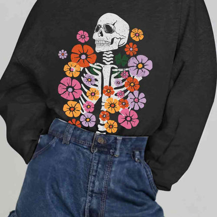 Simply Love Simply Love Full Size Flower Skeleton Graphic Sweatshirt