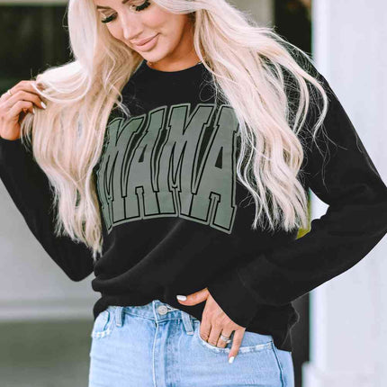Round Neck Long Sleeve MAMA Graphic Sweatshirt
