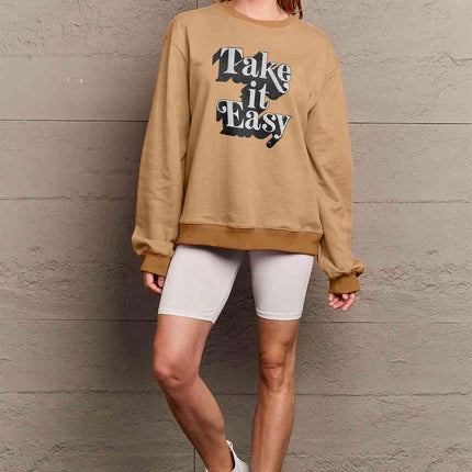 Simply Love Full Size TAKE IT EASY Graphic Sweatshirt