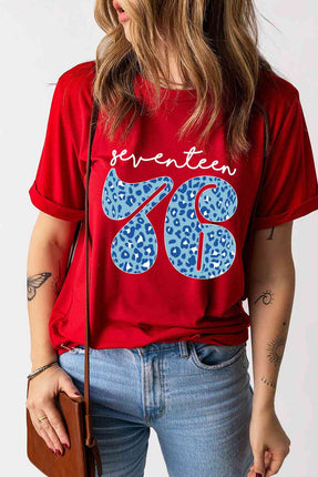 SEVENTEEN 76 Graphic Cuffed Sleeve Tee