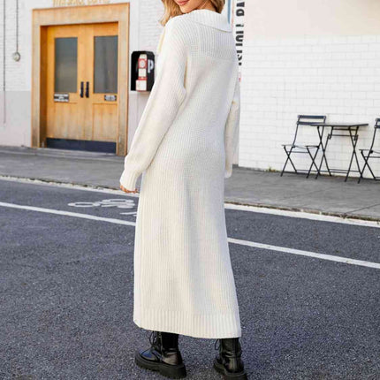 Full Size Collared Open Front Duster Cardigan