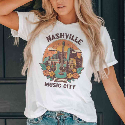 NASHVILLE MUSIC CITY Graphic Round Neck Tee