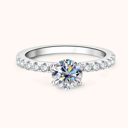 Moissanite Platinum-Plated Side Stone Ring