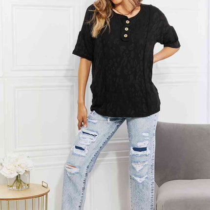 BOMBOM At The Fair Animal Textured Top in Black