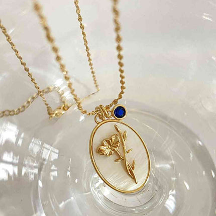 Flower Shell Pendant Copper Necklace
