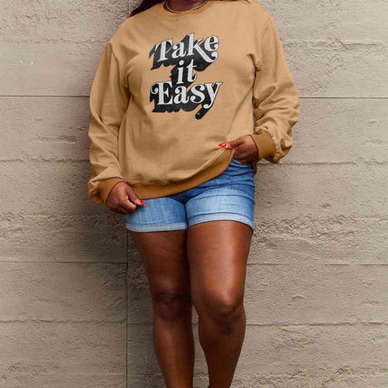 Simply Love Full Size TAKE IT EASY Graphic Sweatshirt