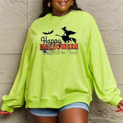 Simply Love Full Size HAPPY HALLOWEEN TRICK OR TREAT Graphic Sweatshirt