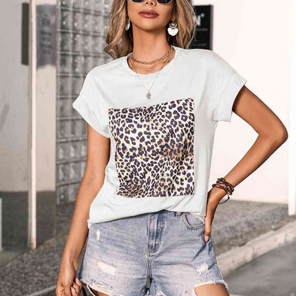 Leopard Graphic Round Neck Tee