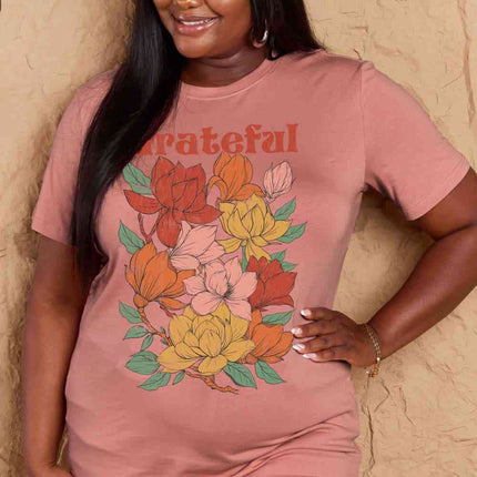 Simply Love Full Size GRATEFUL Flower Graphic Cotton T-Shirt
