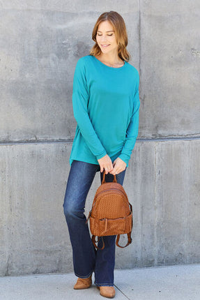 Basic Bae Full Size Round Neck Dropped Shoulder T-Shirt - Vickie Lynn's