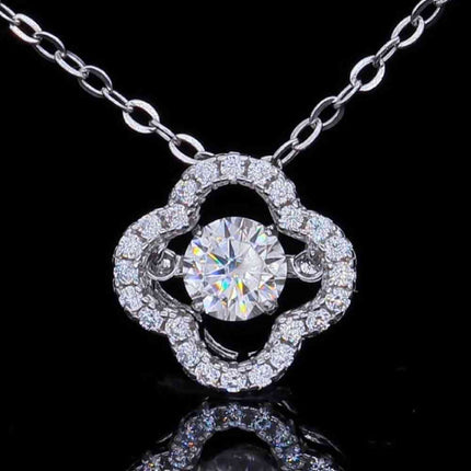 925 Sterling Silver Moissanite Flower Pendant Necklace