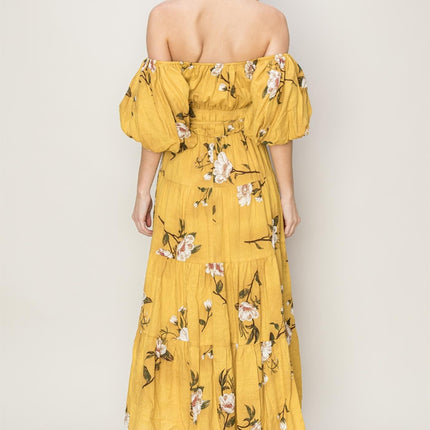 HYFVE Floral Puff Sleeve Tiered Dress