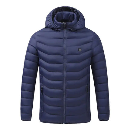 Color: Azul2, Talla: XL - Chaqueta de plumón eléctrica inteligente de algodón con calefacción