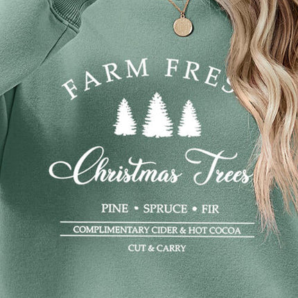 Graphic Round Neck Dropped Shoulder Sweatshirt