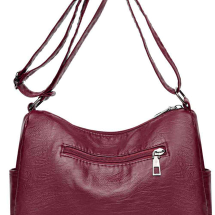 Multi-Pocket PU Leather Crossbody Bag