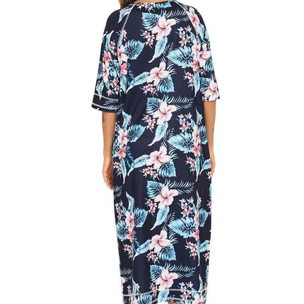 Printed Slit Night Dress with Pockets