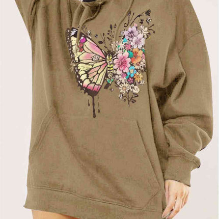 Simply Love Simply Love Full Size Butterfly Graphic Dropped Shoulder Hoodie