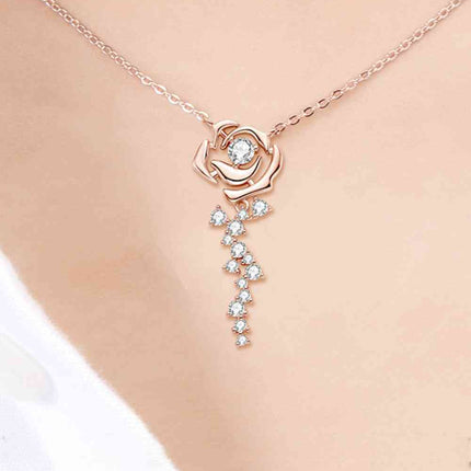 925 Sterling Silver 18K Rose Gold-Plated Pendant Necklace