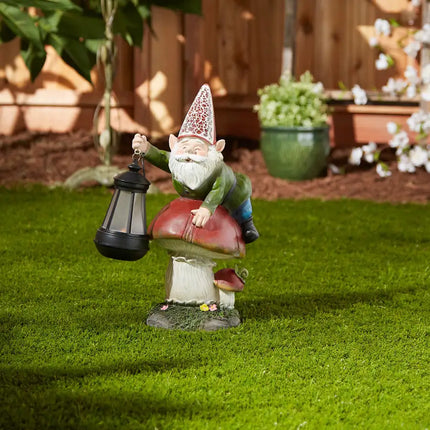 Gnome on Mushroom Solar Garden Light
