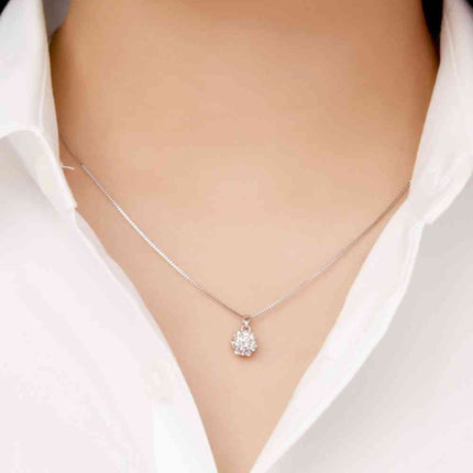 1 Carat Moissanite Pendant Platinum-Plated Necklace