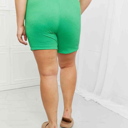 Blumin Apparel Too Good Full Size Ribbed Shorts in Green
