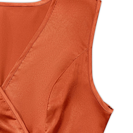 Slit Surplice Sleeveless Midi Dress