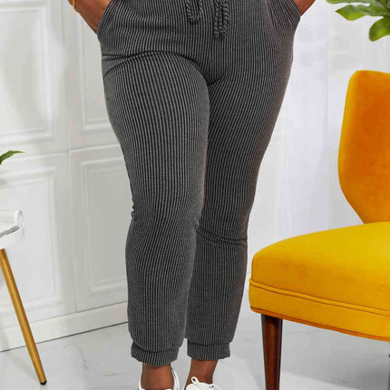 Blumin Apparel Full Size Easy Living Ribbed Joggers