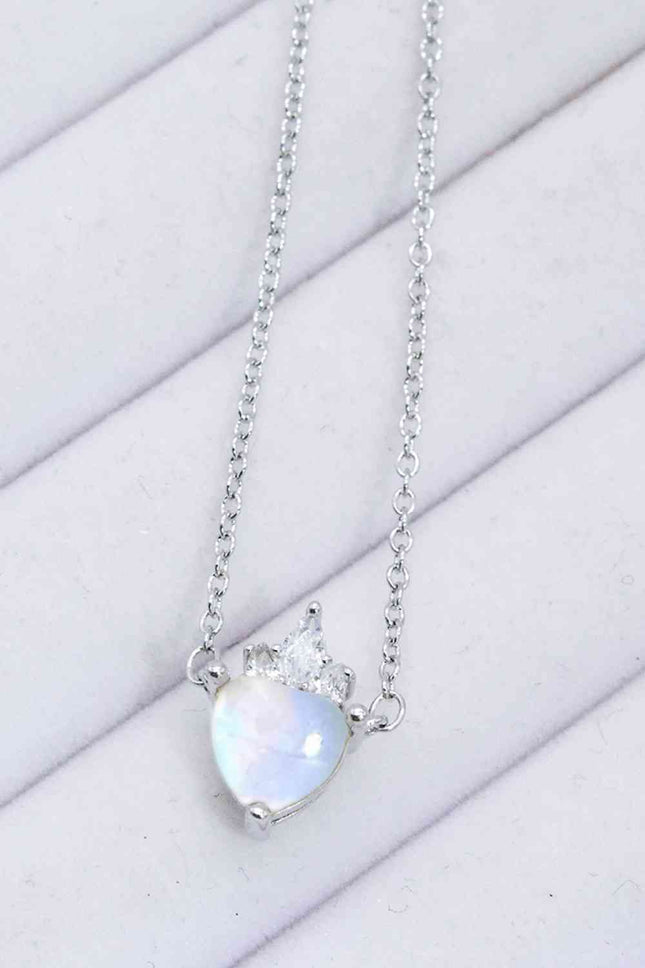 925 Sterling Silver Moonstone Heart Pendant Necklace