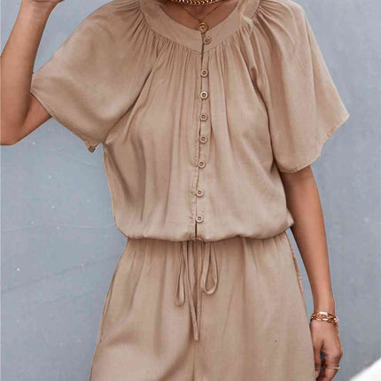 Buttoned Gather Detail Romper
