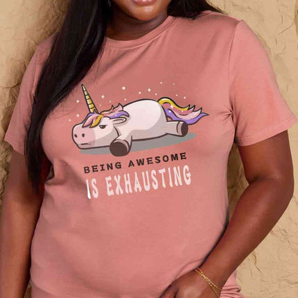 Simply Love Full Size BEING AWESOME IS EXHAUSTING Graphic Cotton Tee