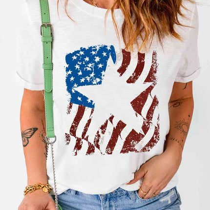US Flag Graphic Round Neck Tee - Vickie Lynn's