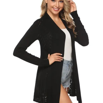 Cárdigan de manga larga de punto abierto para mujer 