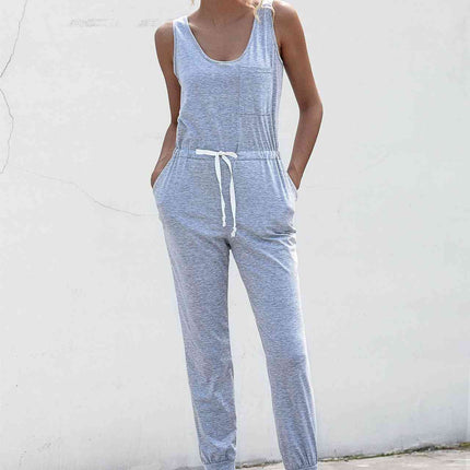 Knot Sleeveless Waist Jumpsuit