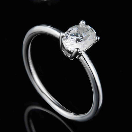 1 Carat Moissanite 925 Sterling Silver Solitaire Ring