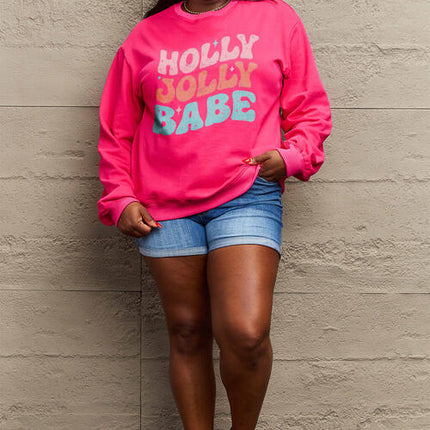 Simply Love Full Size HOLLY JOLLY BABE Long Sleeve Sweatshirt