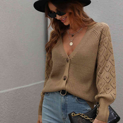 Double Take Rib-Knit Plunge Raglan Sleeve Cardigan