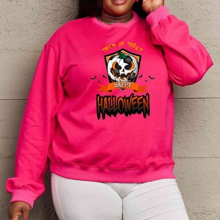 Simply Love Full Size TRICK OR TREAT HAPPY HALLOWEEN Graphic Sweatshirt