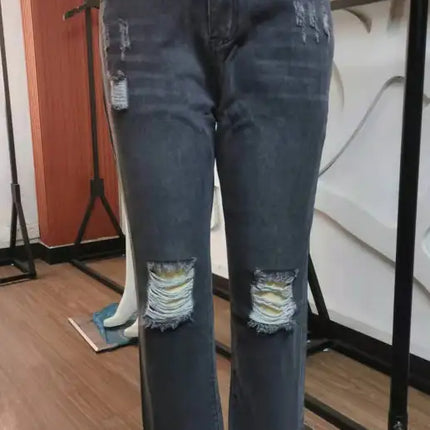 Women's Temperament Ripped Jeans Pants