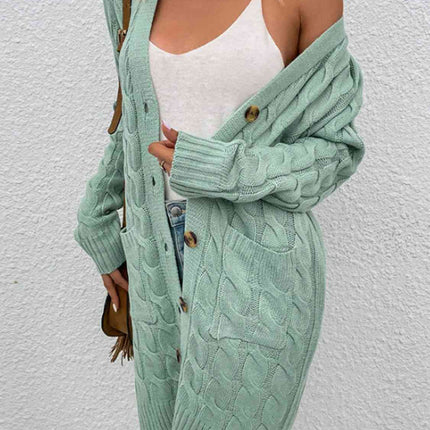 Cable-Knit Button Down Cardigan with Pockets