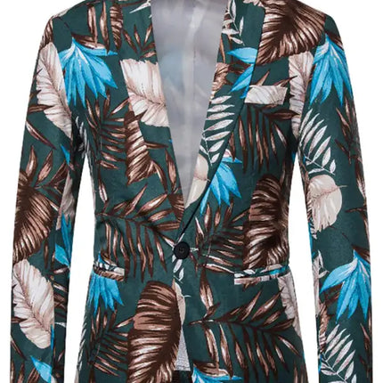 Men's Resort Style Feature Floral Print Slim Fit Single Button Suit