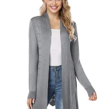 Cárdigan largo calado de punto para mujer 