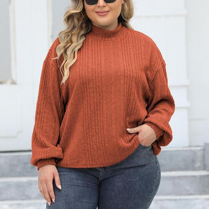 Plus Size Mock Neck Long Sleeve Knit Top