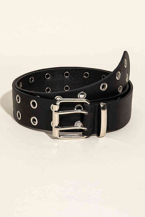 Double Row Grommet PU Leather Belt