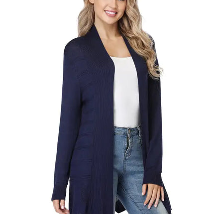 Cárdigan largo calado de punto para mujer 