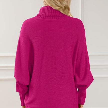 Merry Letter Embroidered High Neck Sweater - Vickie Lynn's