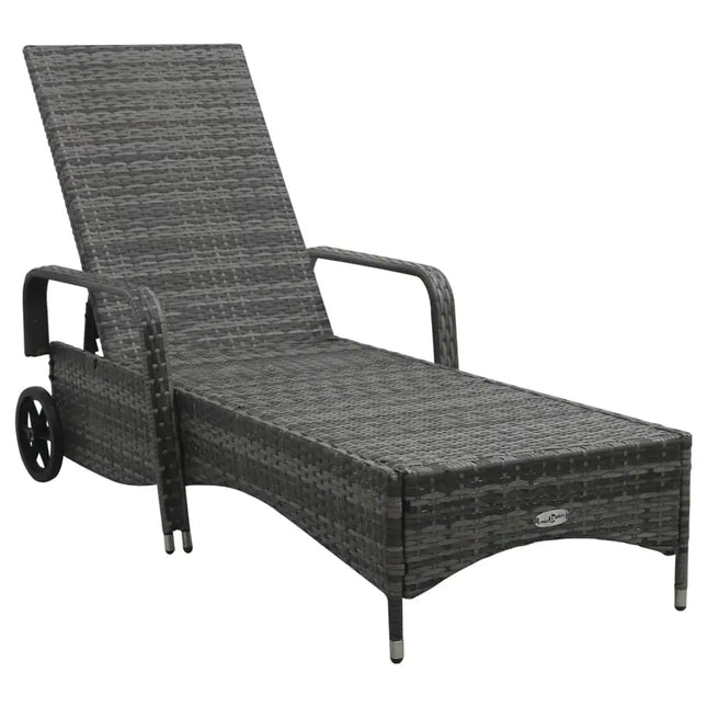 vidaXL Sun Lounger with Wheels Poly Rattan Anthracite