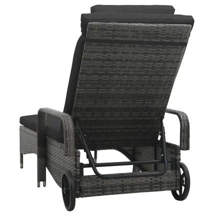 vidaXL Sun Lounger with Wheels Poly Rattan Anthracite