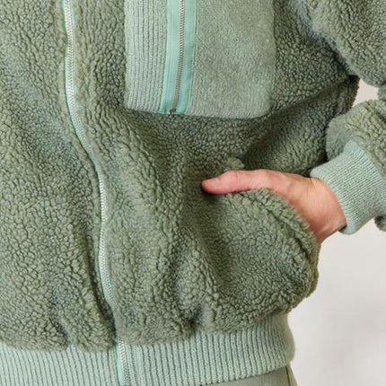 Heimish Full Size Zip Up Collared Neck Jacket - Vickie Lynn's