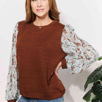 And The Why  Full Size Foil Printed Sleeve Top