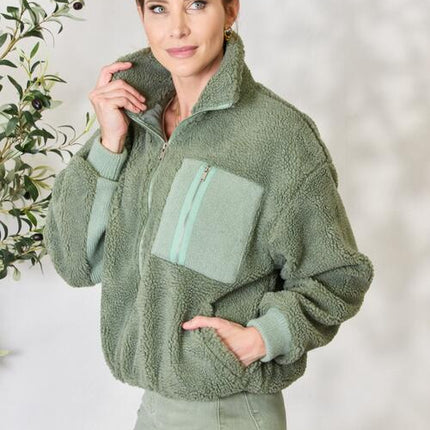 Heimish Full Size Zip Up Collared Neck Jacket - Vickie Lynn's